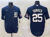 Men's Detroit Tigers #25 Gleyber Torres Navy With Patch Cool Base Stitched Jersey,baseball caps,new era cap wholesale,wholesale hats